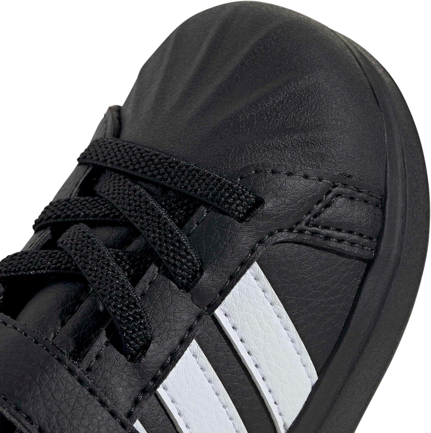 imageAdidas BabyBoys Streettalk Elastic Lace ampamp Strap SneakerBlackWhiteGold Metallic