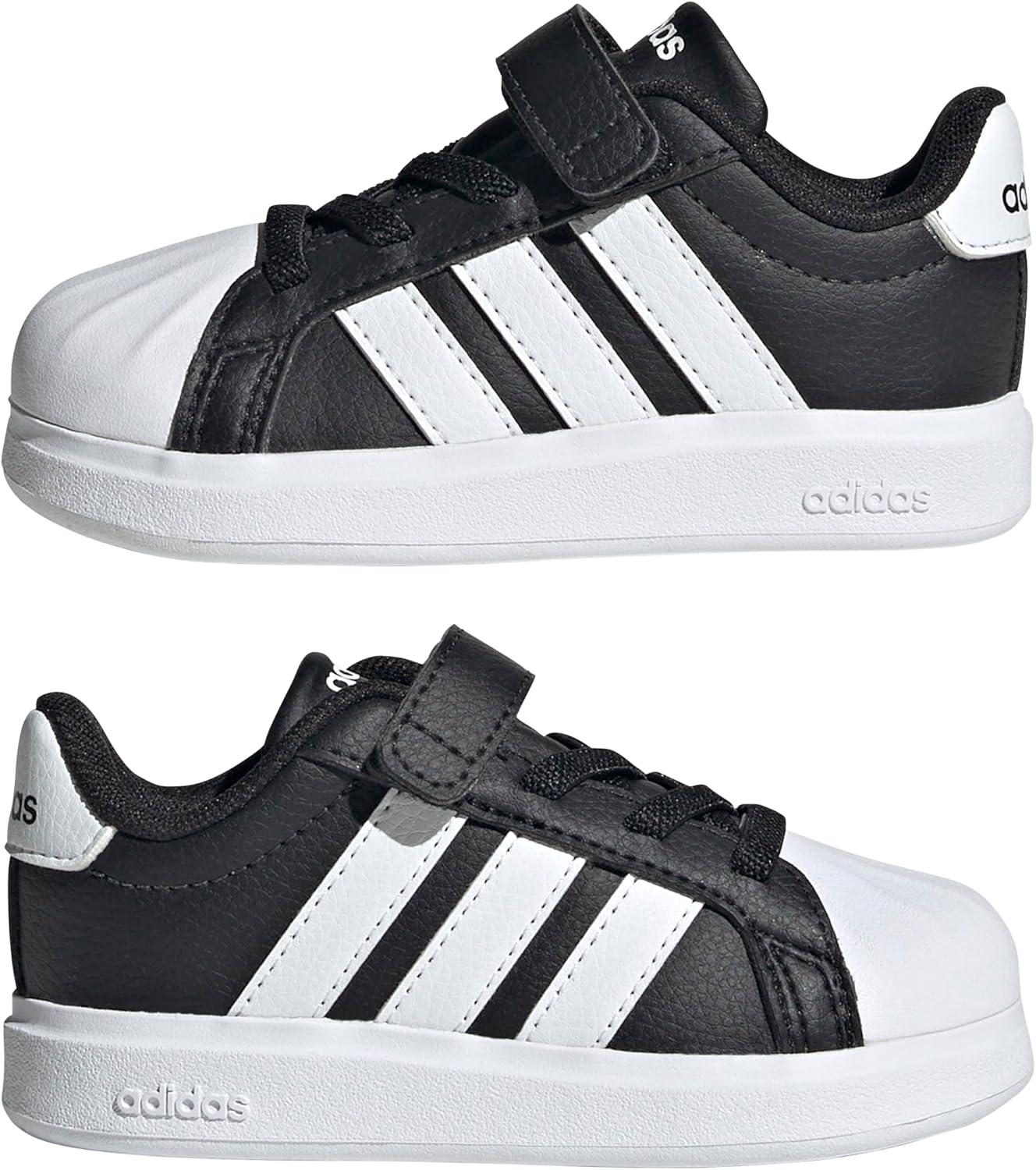 imageAdidas BabyBoys Streettalk Elastic Lace ampamp Strap SneakerBlackWhiteWhite
