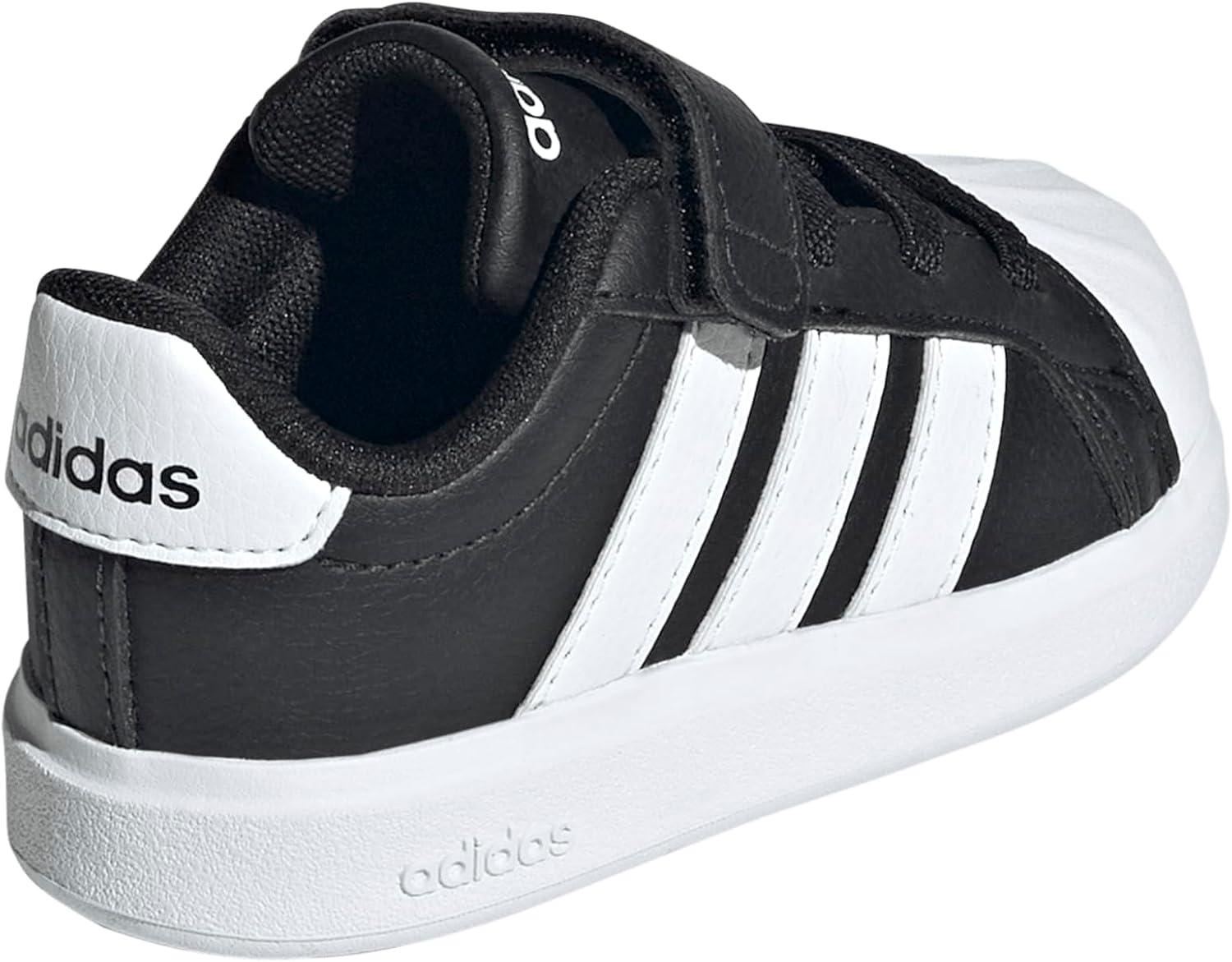imageAdidas BabyBoys Streettalk Elastic Lace ampamp Strap SneakerBlackWhiteWhite