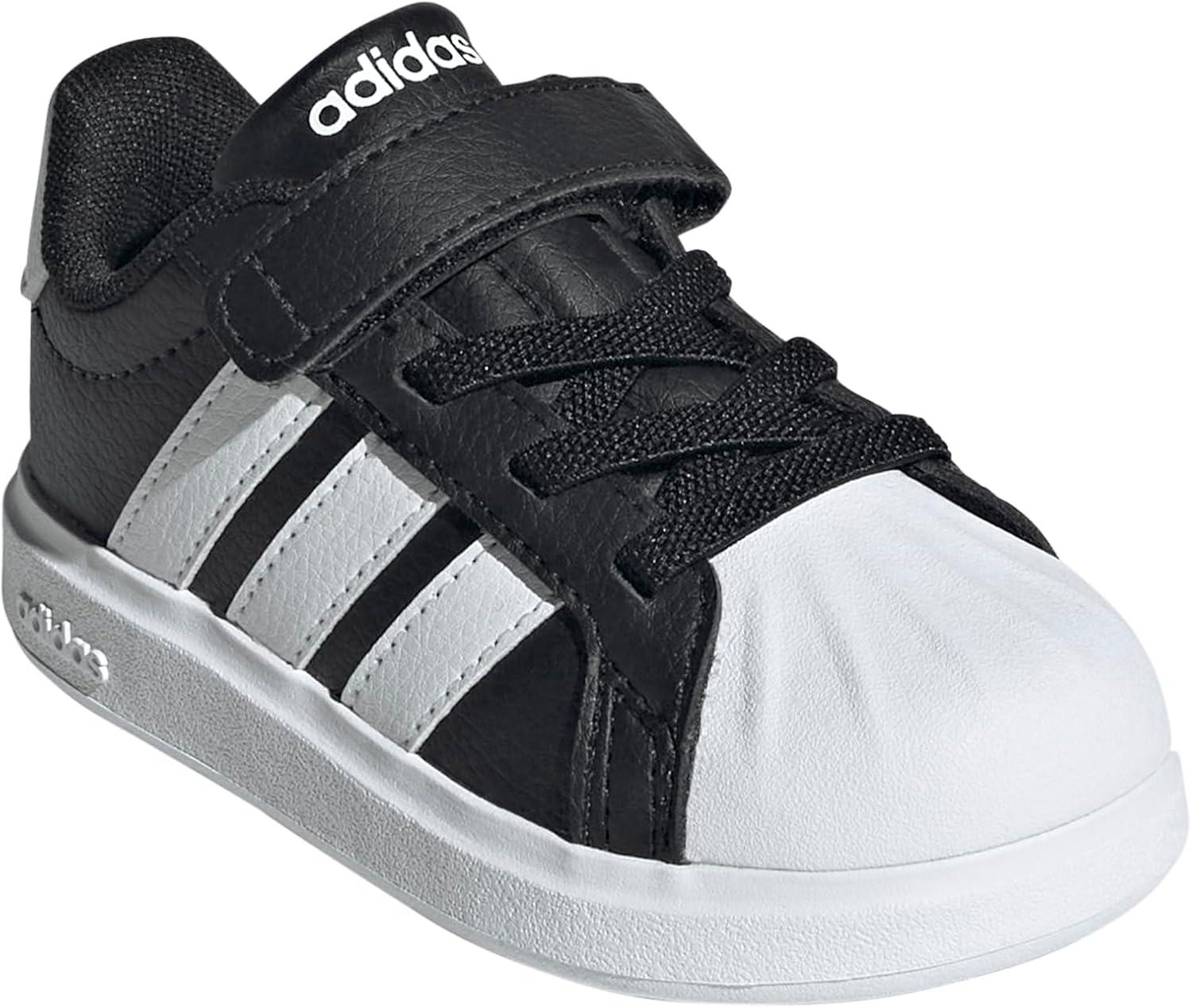 imageAdidas BabyBoys Streettalk Elastic Lace ampamp Strap SneakerBlackWhiteWhite