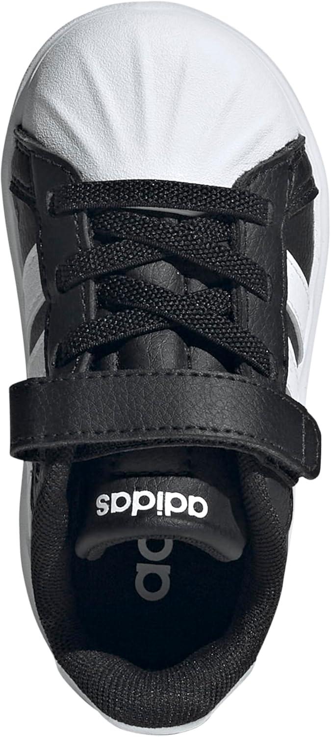 imageAdidas BabyBoys Streettalk Elastic Lace ampamp Strap SneakerBlackWhiteWhite