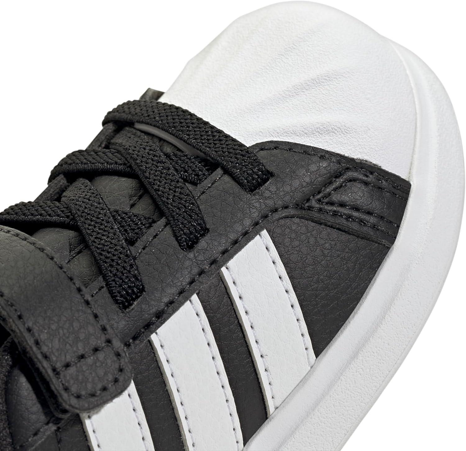 imageAdidas BabyBoys Streettalk Elastic Lace ampamp Strap SneakerBlackWhiteWhite