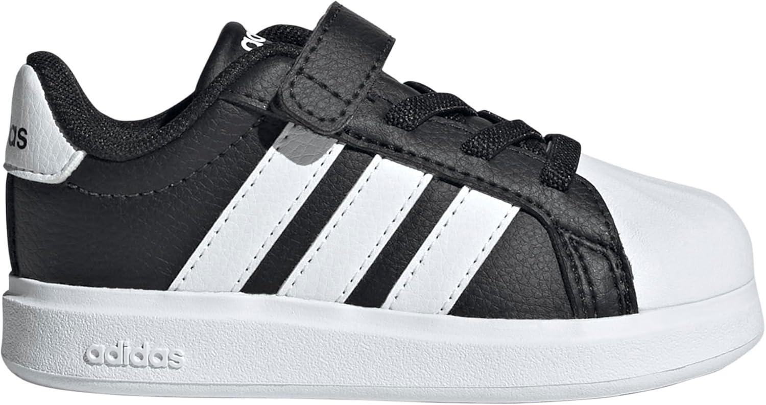 imageAdidas BabyBoys Streettalk Elastic Lace ampamp Strap SneakerBlackWhiteWhite