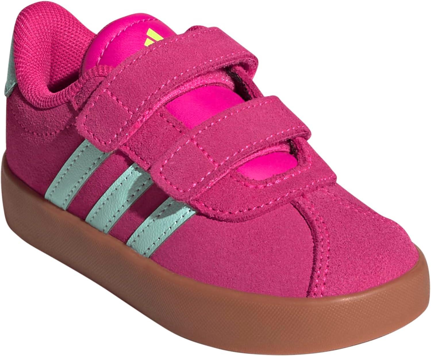 imageAdidas BabyBoys Vl Court 30 Hook ampamp Loop SneakerShock PinkSemi Flash AquaLucid Lemon