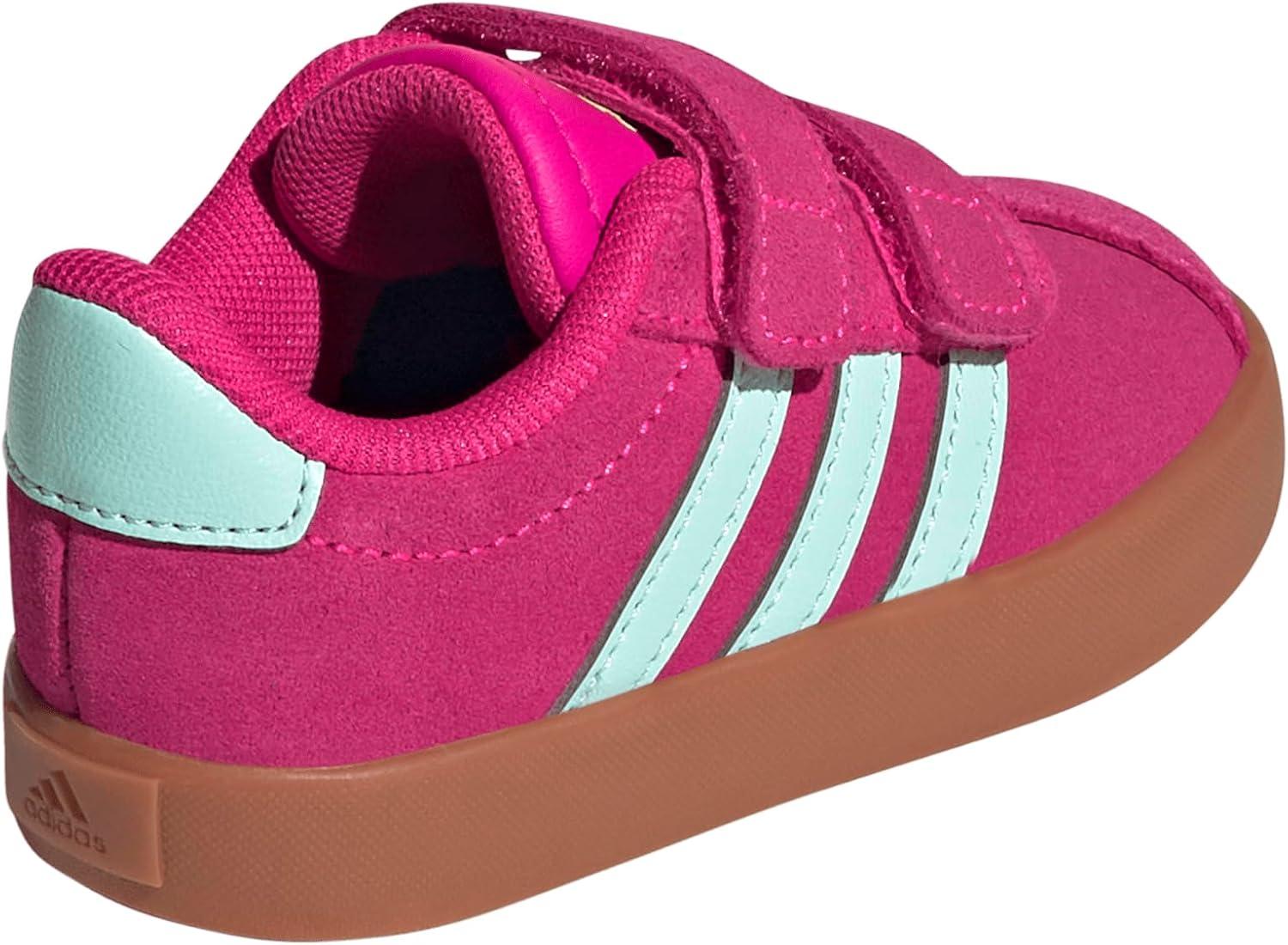 imageAdidas BabyBoys Vl Court 30 Hook ampamp Loop SneakerShock PinkSemi Flash AquaLucid Lemon