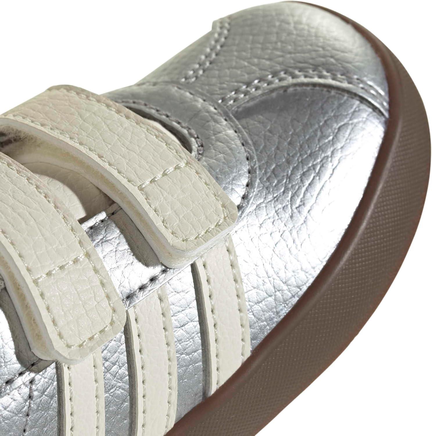 imageAdidas BabyBoys Vl Court 30 Hook ampamp Loop SneakerSilver MetallicOff WhiteBlack