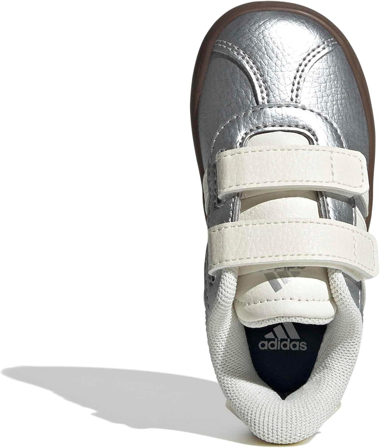 imageAdidas BabyBoys Vl Court 30 Hook ampamp Loop SneakerSilver MetallicOff WhiteBlack