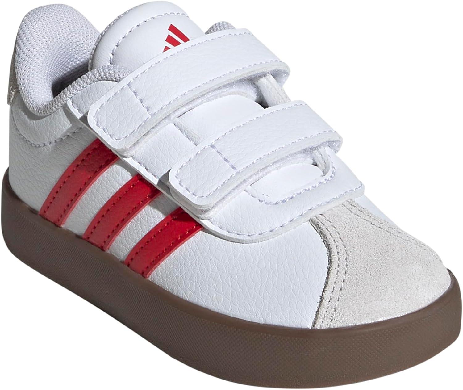 imageAdidas BabyBoys Vl Court 30 Hook ampamp Loop SneakerWhiteBetter ScarletGrey