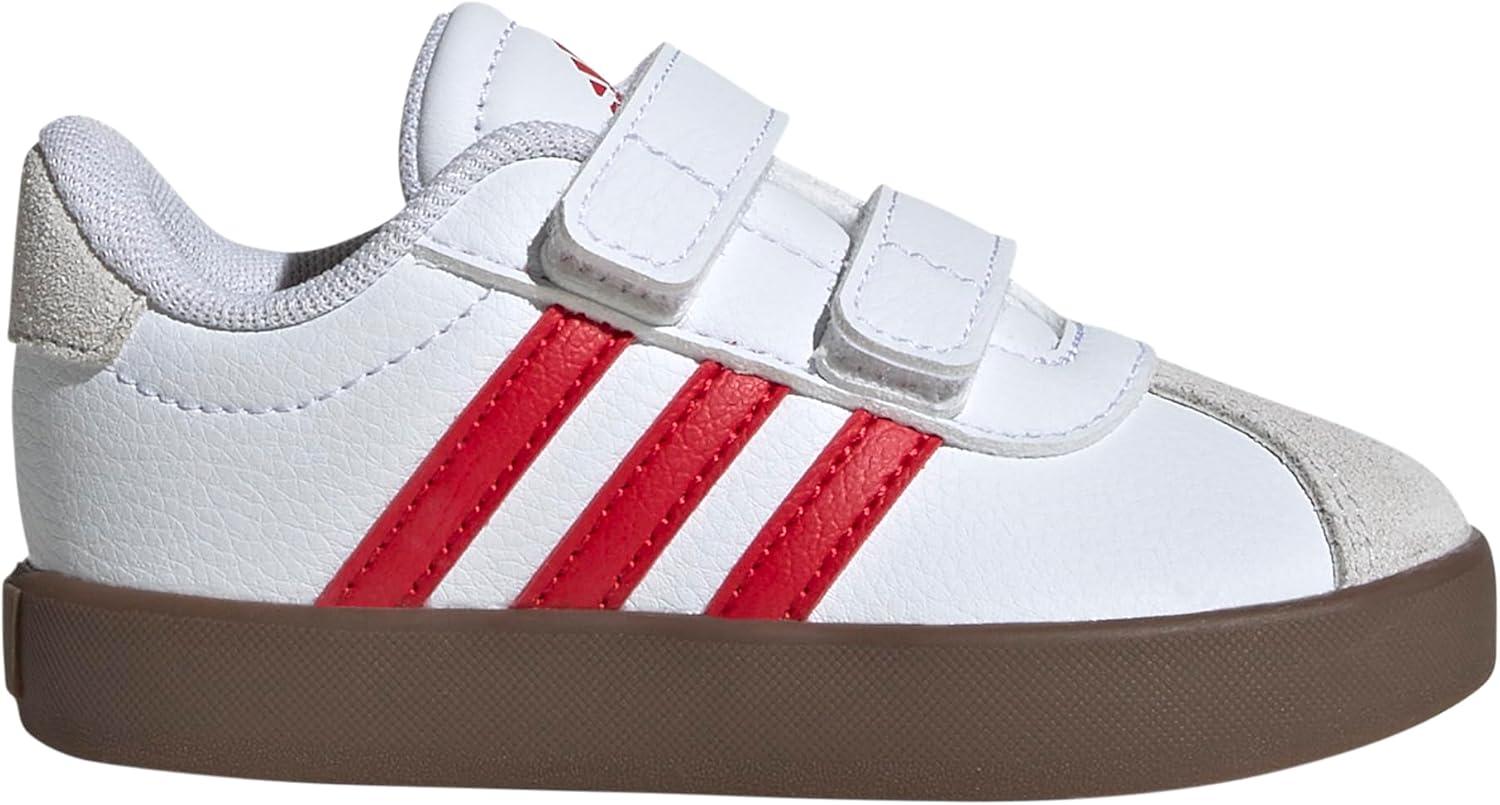 imageAdidas BabyBoys Vl Court 30 Hook ampamp Loop SneakerWhiteBetter ScarletGrey