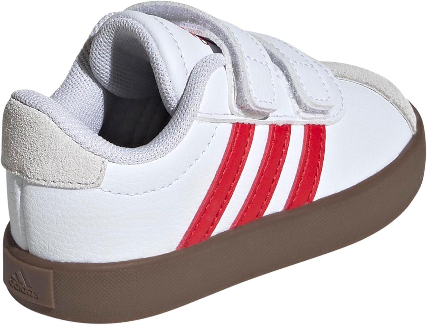 imageAdidas BabyBoys Vl Court 30 Hook ampamp Loop SneakerWhiteBetter ScarletGrey