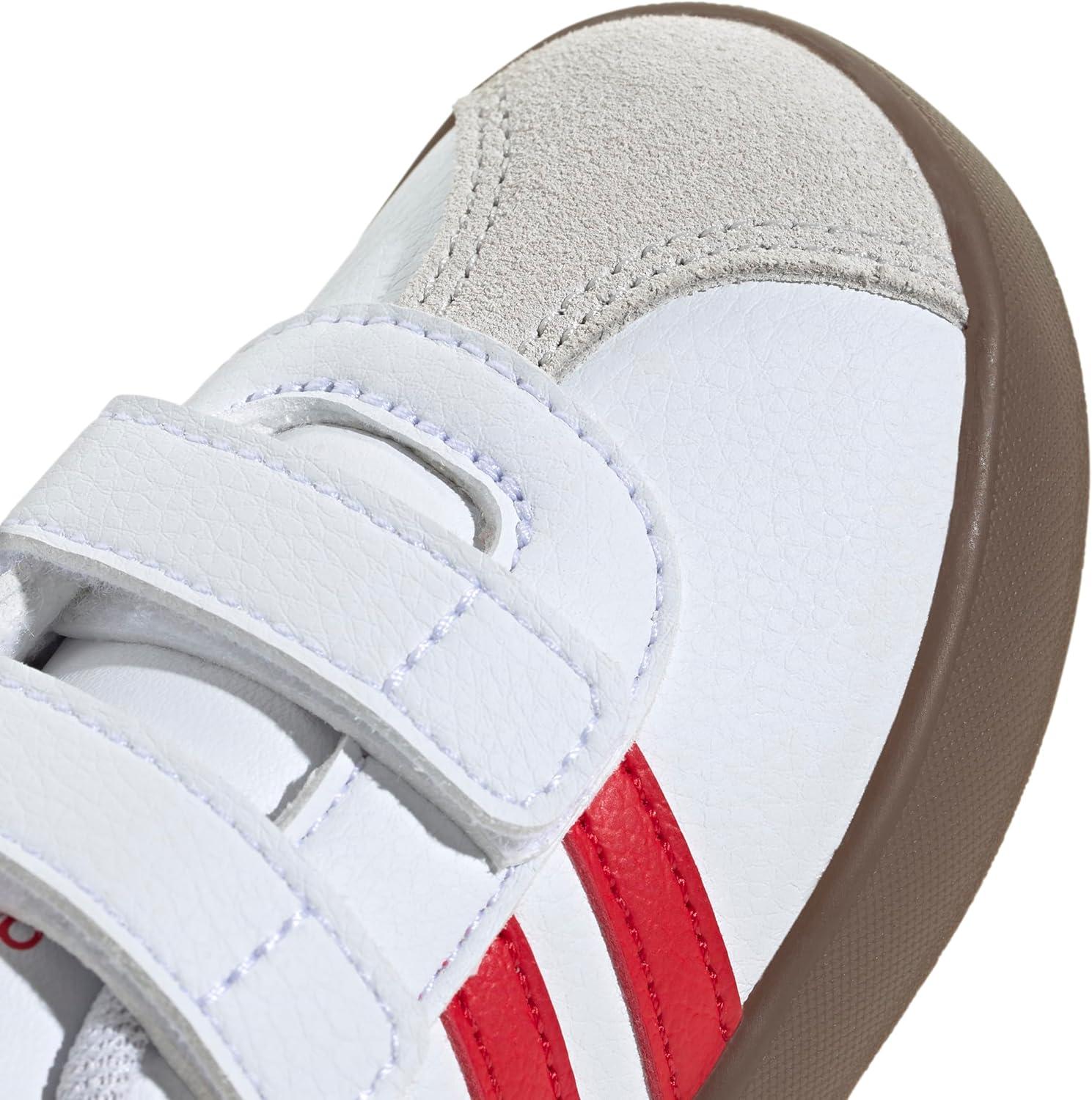 imageAdidas BabyBoys Vl Court 30 Hook ampamp Loop SneakerWhiteBetter ScarletGrey