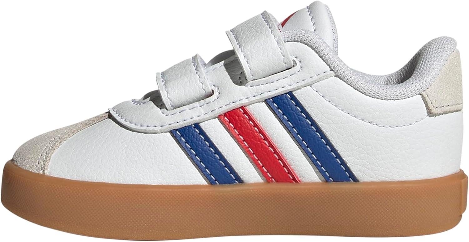 imageAdidas BabyBoys Vl Court 30 Hook ampamp Loop SneakerWhiteTeam Royal BlueBetter Scarlet