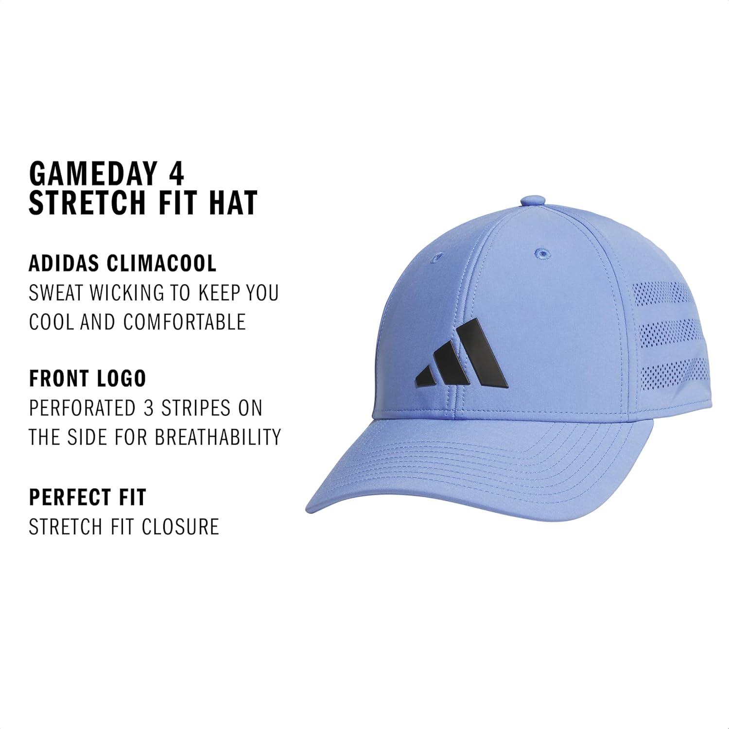 imageAdidas Mens Gameday Hat Athletic Baseball Cap Stretch FitBlue FusionBlack40