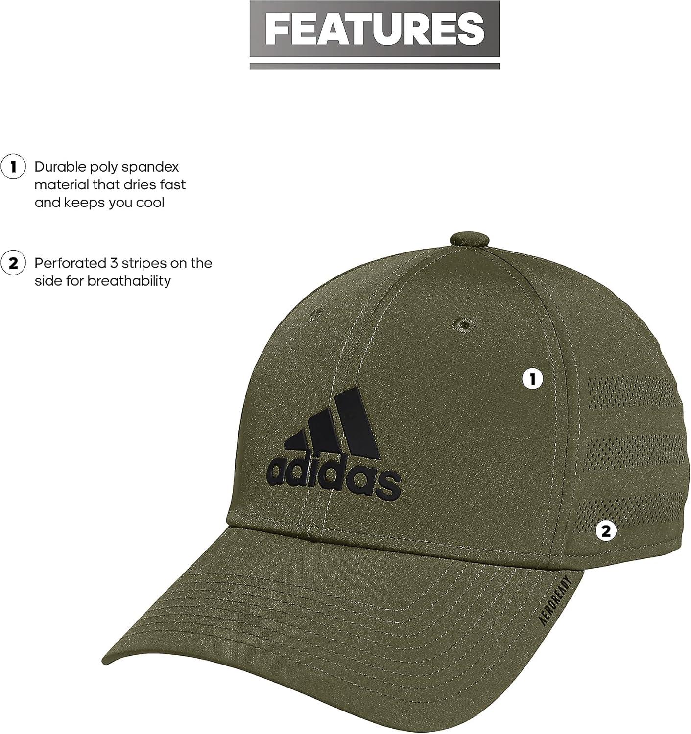imageAdidas Mens Gameday Hat Athletic Baseball Cap Stretch FitFocus Olive GreenBlack30