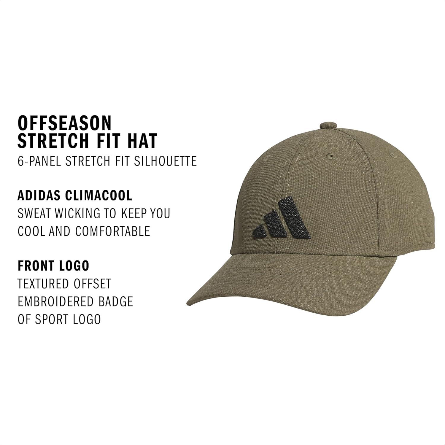 imageAdidas Mens Gameday Hat Athletic Baseball Cap Stretch FitOlive Strata GreenBlackOffseason