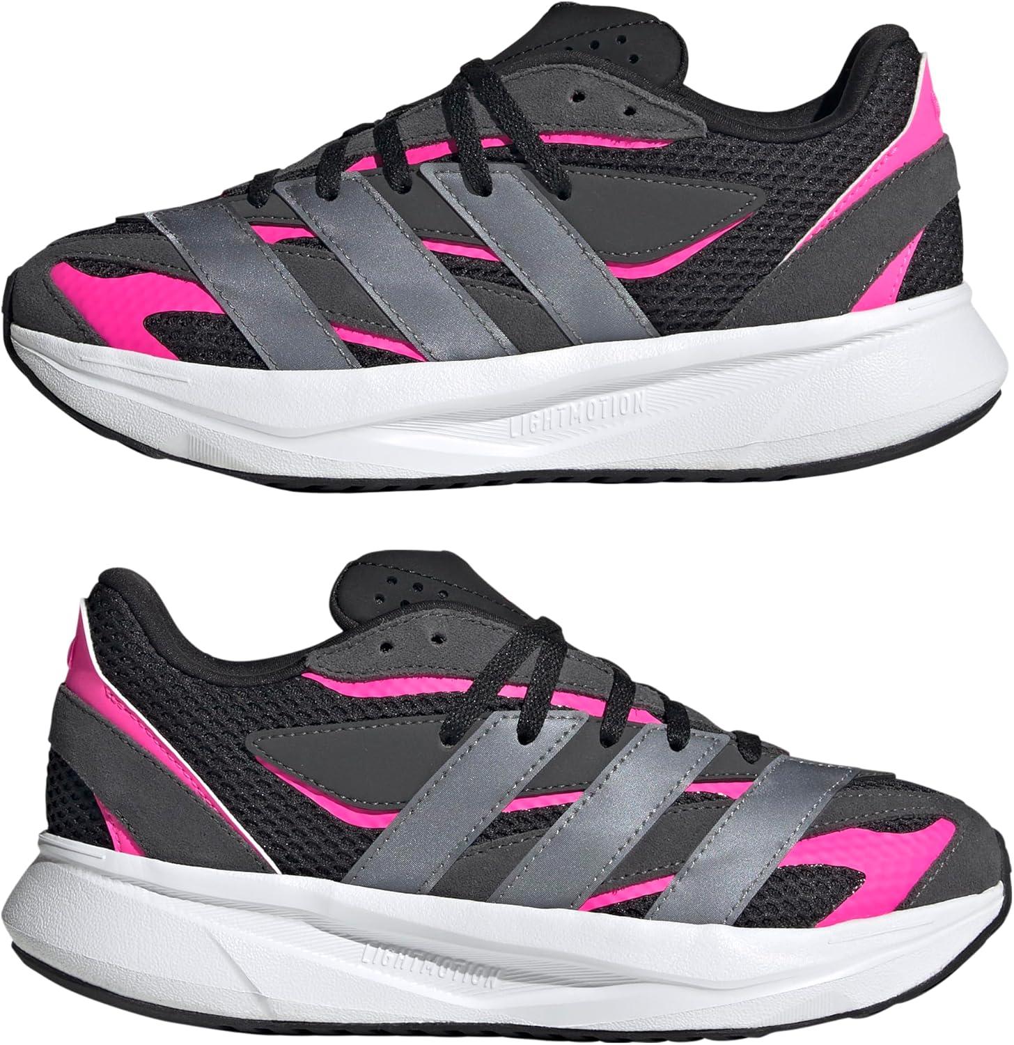 imageadidas Boys Lightblaze Lace Up SneakersBlackIron MetallicLucid Pink