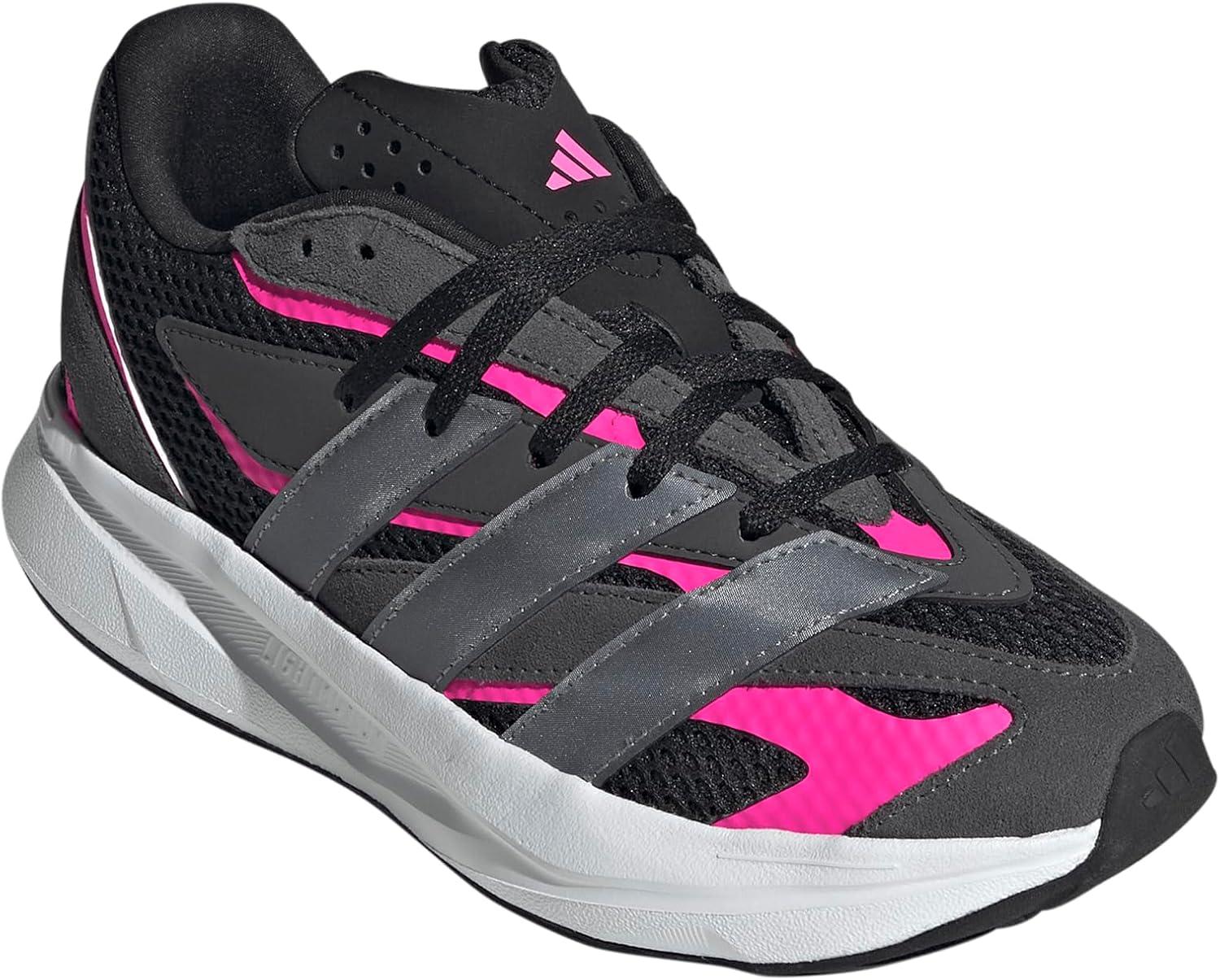 imageadidas Boys Lightblaze Lace Up SneakersBlackIron MetallicLucid Pink