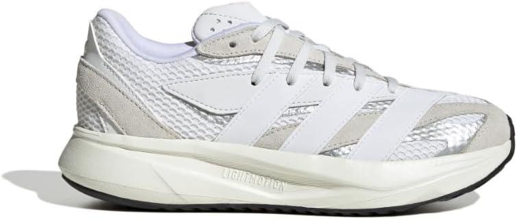 imageadidas Boys Lightblaze Lace Up SneakersCrystal WhiteWhiteSilver Metallic