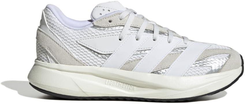 imageadidas Boys Lightblaze Lace Up SneakersCrystal WhiteWhiteSilver Metallic
