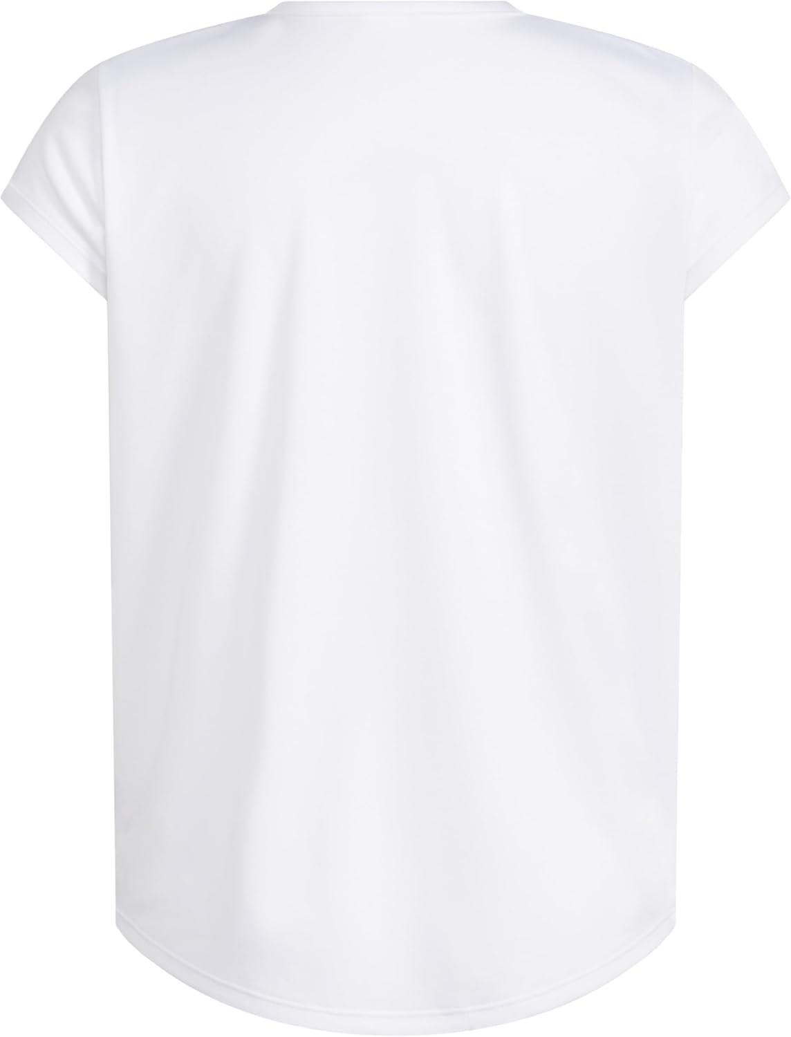 imageadidas Girls Short Sleeve Cotton Scoop Neck Tee TShirtWhite Twocolor Logo
