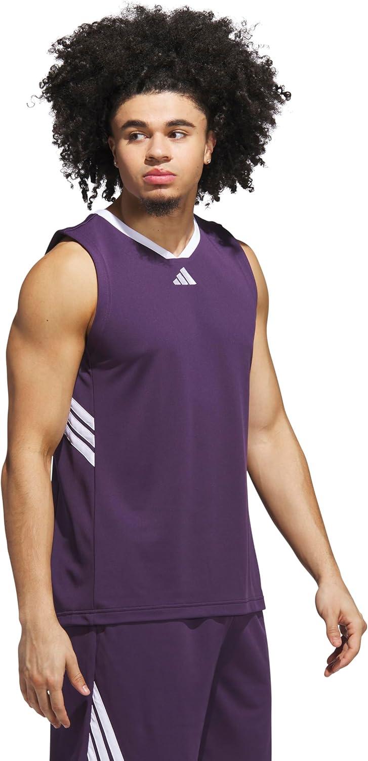 imageadidas Mens Basketball Legends 3Stripes Tank TopAurora PlumWhite