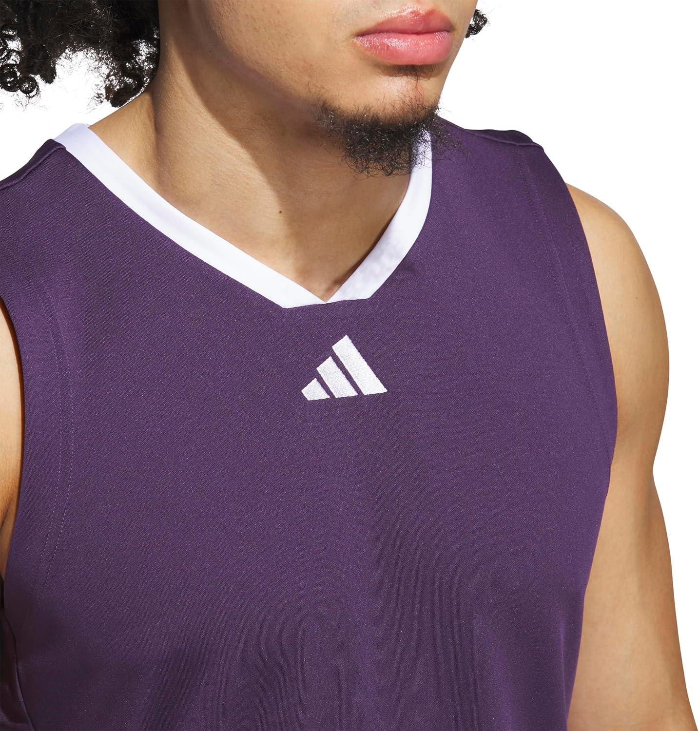 imageadidas Mens Basketball Legends 3Stripes Tank TopAurora PlumWhite