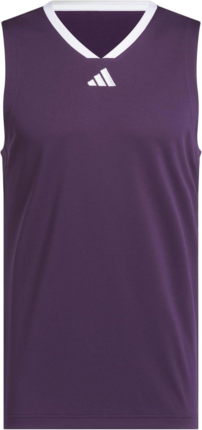 imageadidas Mens Basketball Legends 3Stripes Tank TopAurora PlumWhite
