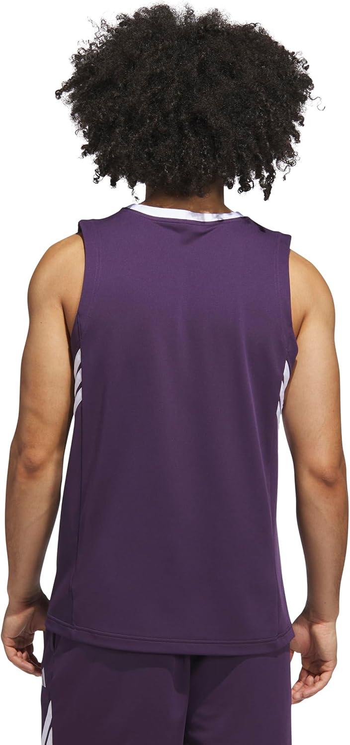imageadidas Mens Basketball Legends 3Stripes Tank TopAurora PlumWhite