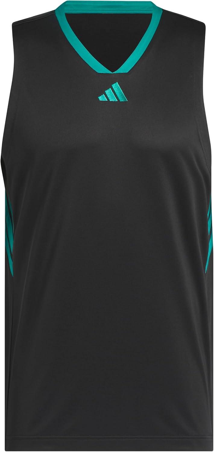 imageadidas Mens Basketball Legends 3Stripes Tank TopBlackPure Teal