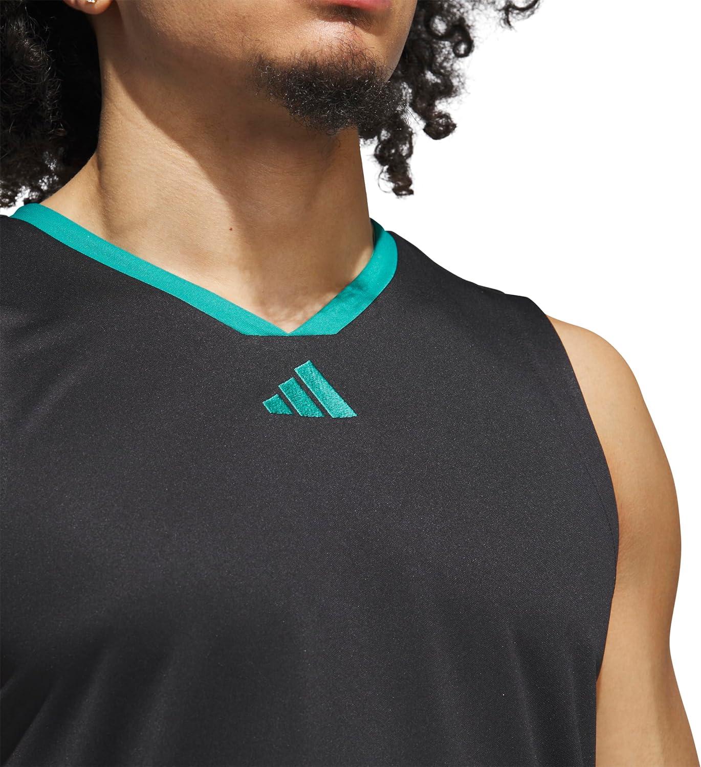 imageadidas Mens Basketball Legends 3Stripes Tank TopBlackPure Teal