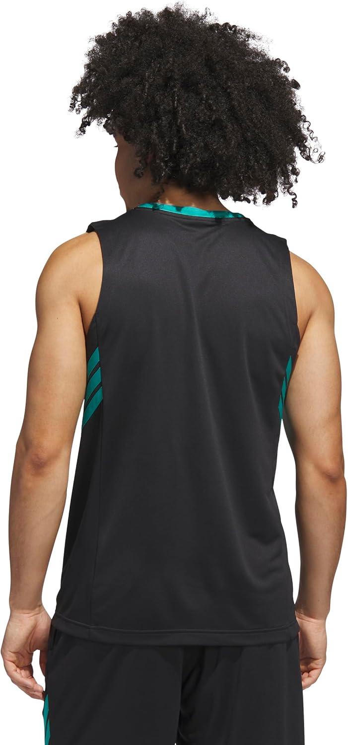 imageadidas Mens Basketball Legends 3Stripes Tank TopBlackPure Teal