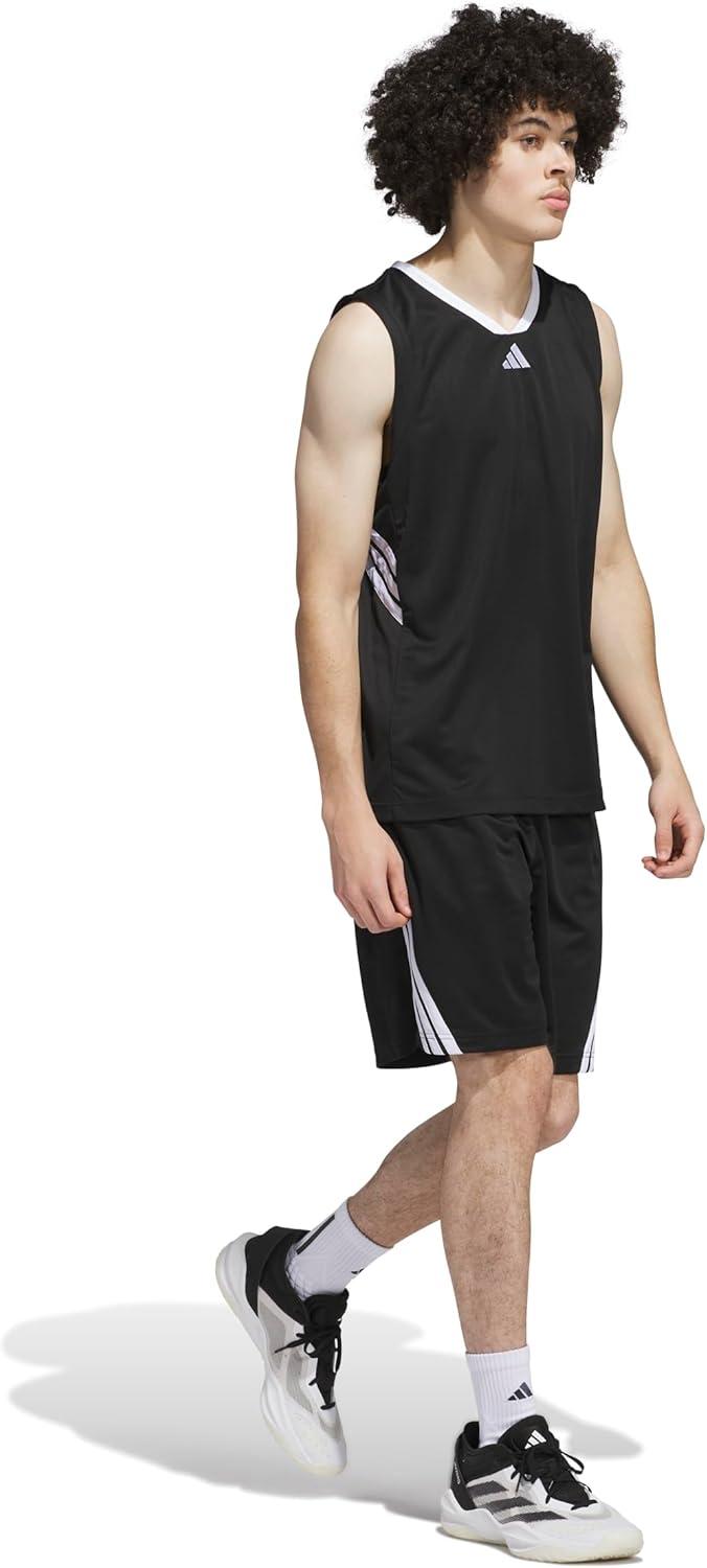 imageadidas Mens Basketball Legends 3Stripes Tank TopBlackWhite
