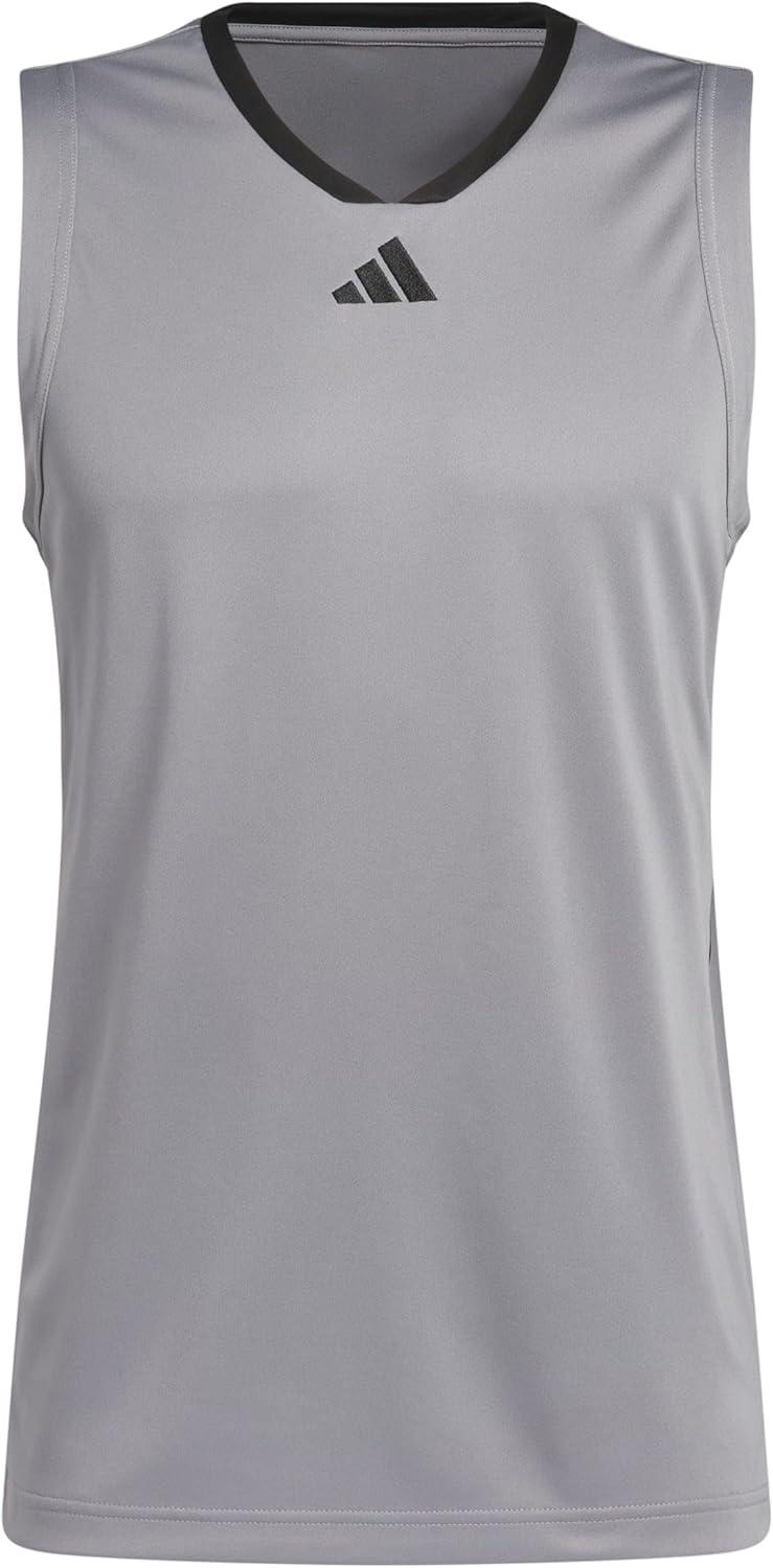 imageadidas Mens Basketball Legends 3Stripes Tank TopGrey Three Black