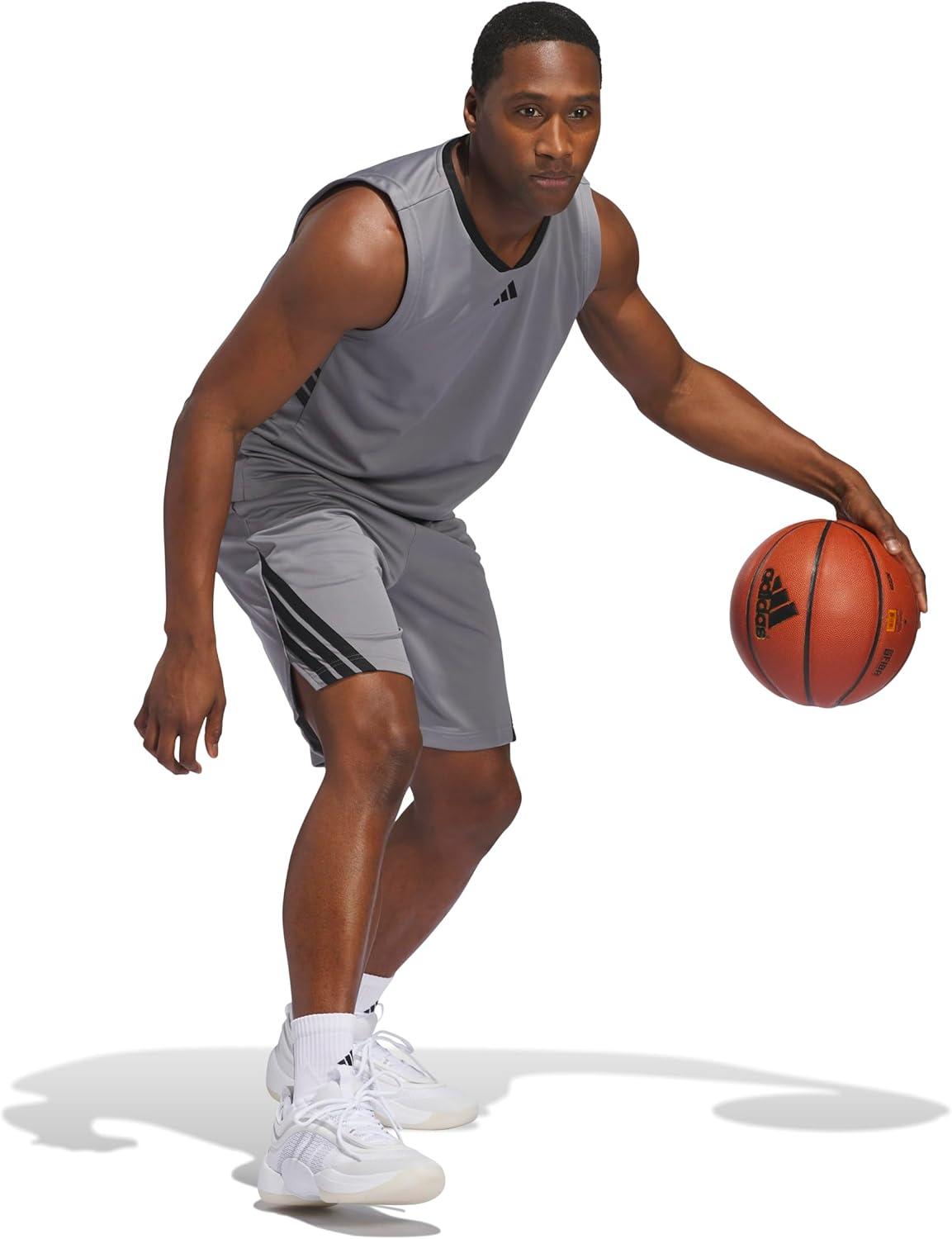 imageadidas Mens Basketball Legends 3Stripes Tank TopGrey Three Black