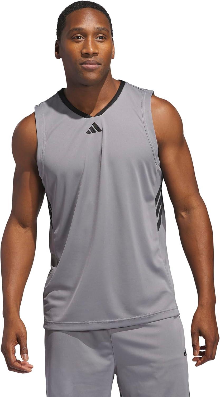 imageadidas Mens Basketball Legends 3Stripes Tank TopGrey Three Black