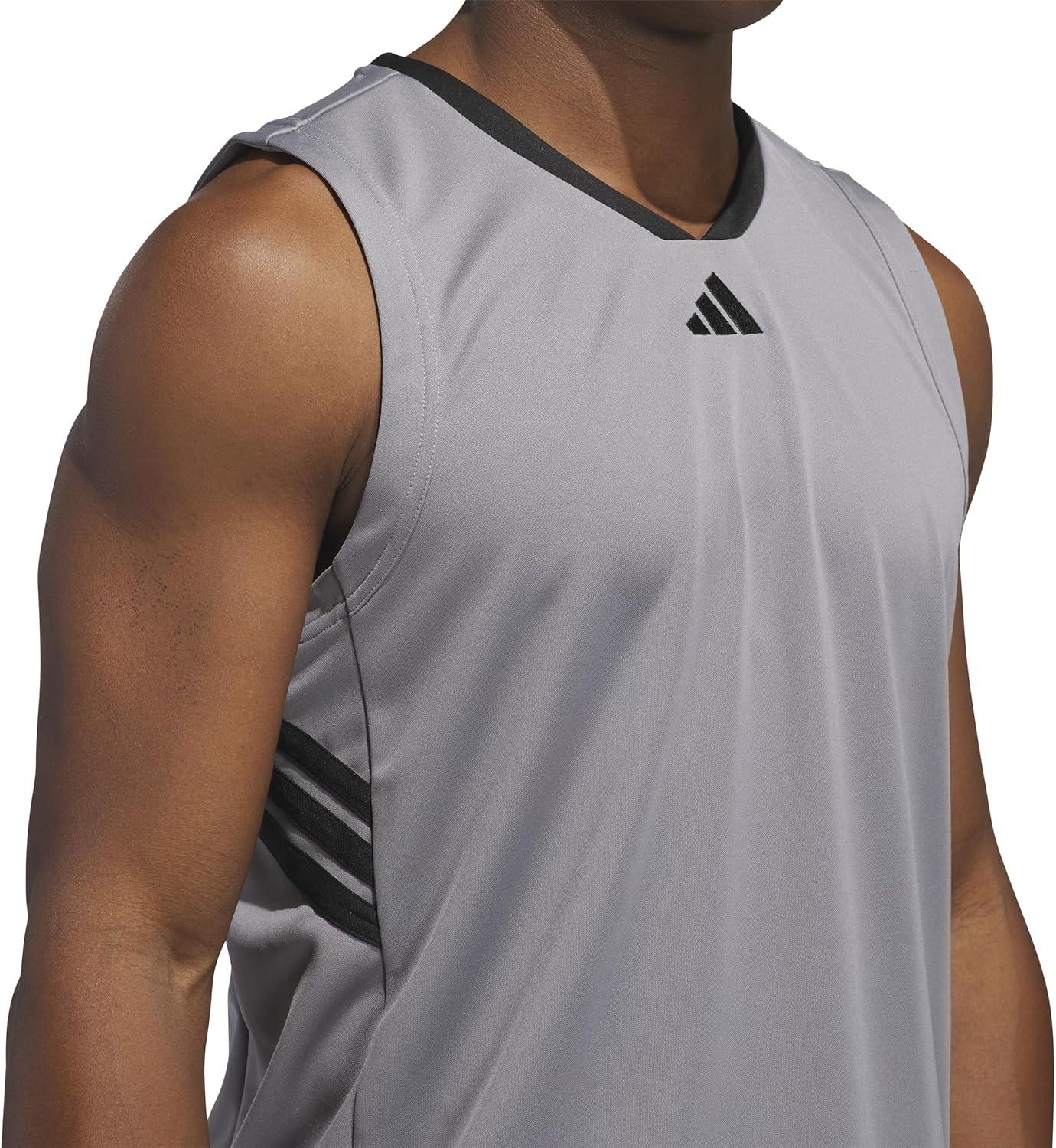 imageadidas Mens Basketball Legends 3Stripes Tank TopGrey Three Black