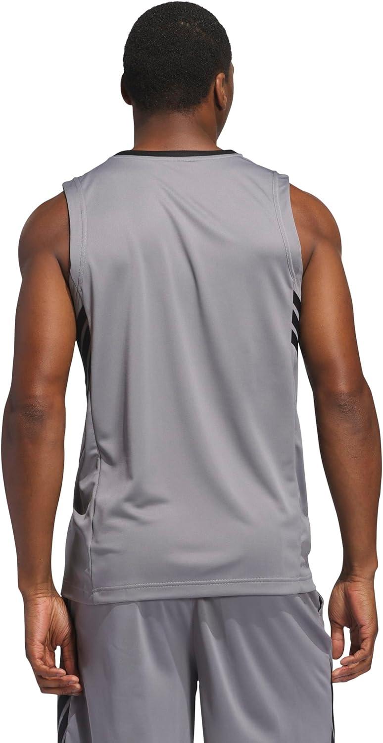 imageadidas Mens Basketball Legends 3Stripes Tank TopGreyBlack