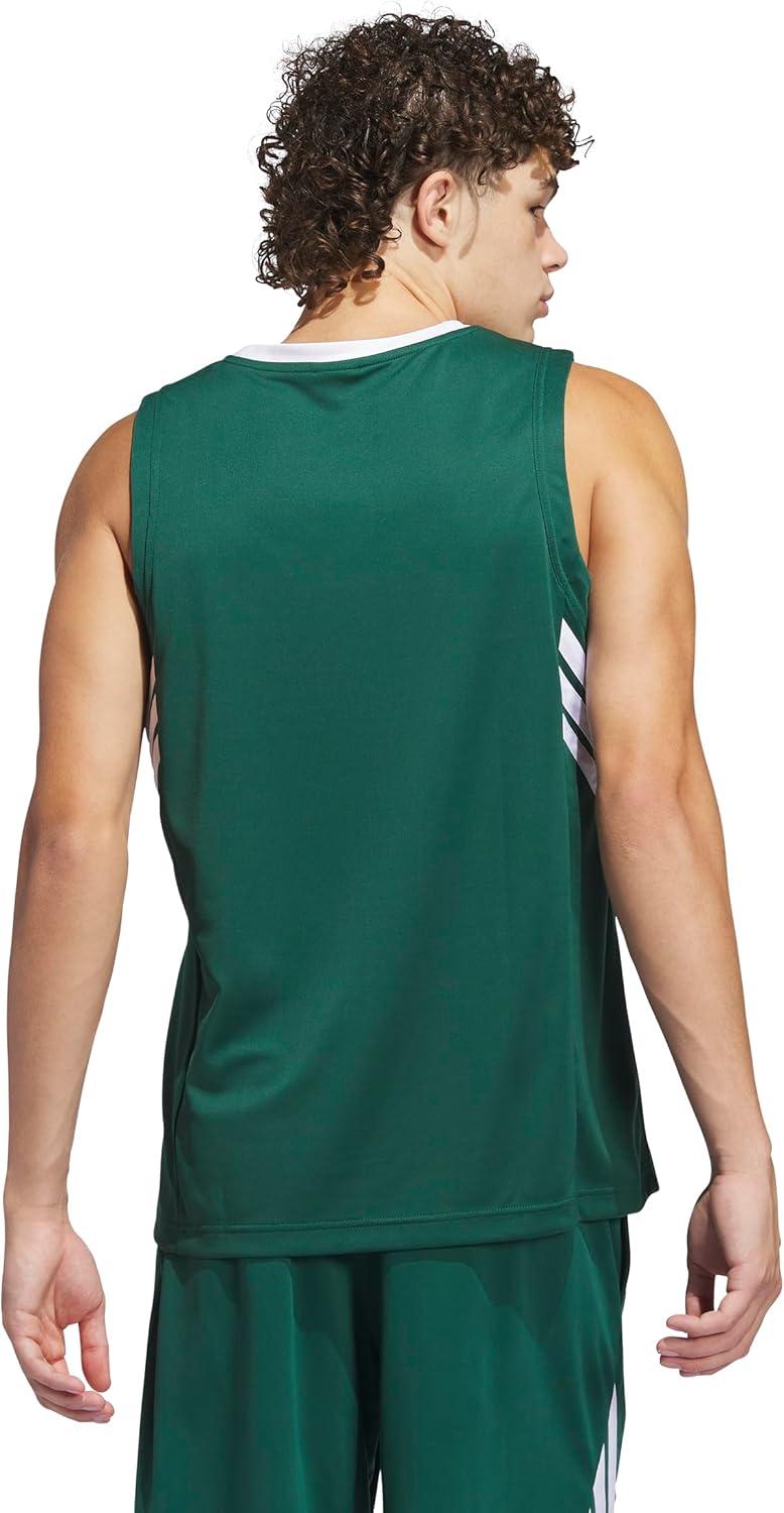 imageadidas Mens Basketball Legends 3Stripes Tank TopTeam Dark GreenWhite