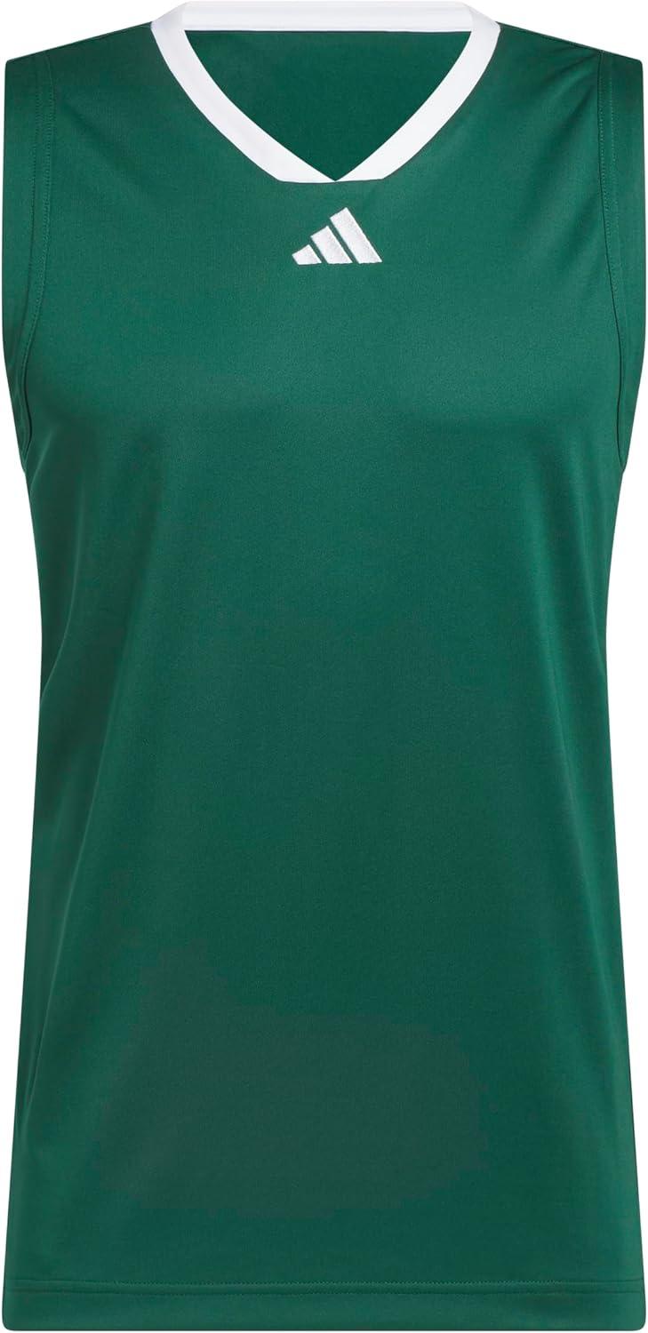 imageadidas Mens Basketball Legends 3Stripes Tank TopTeam Dark GreenWhite