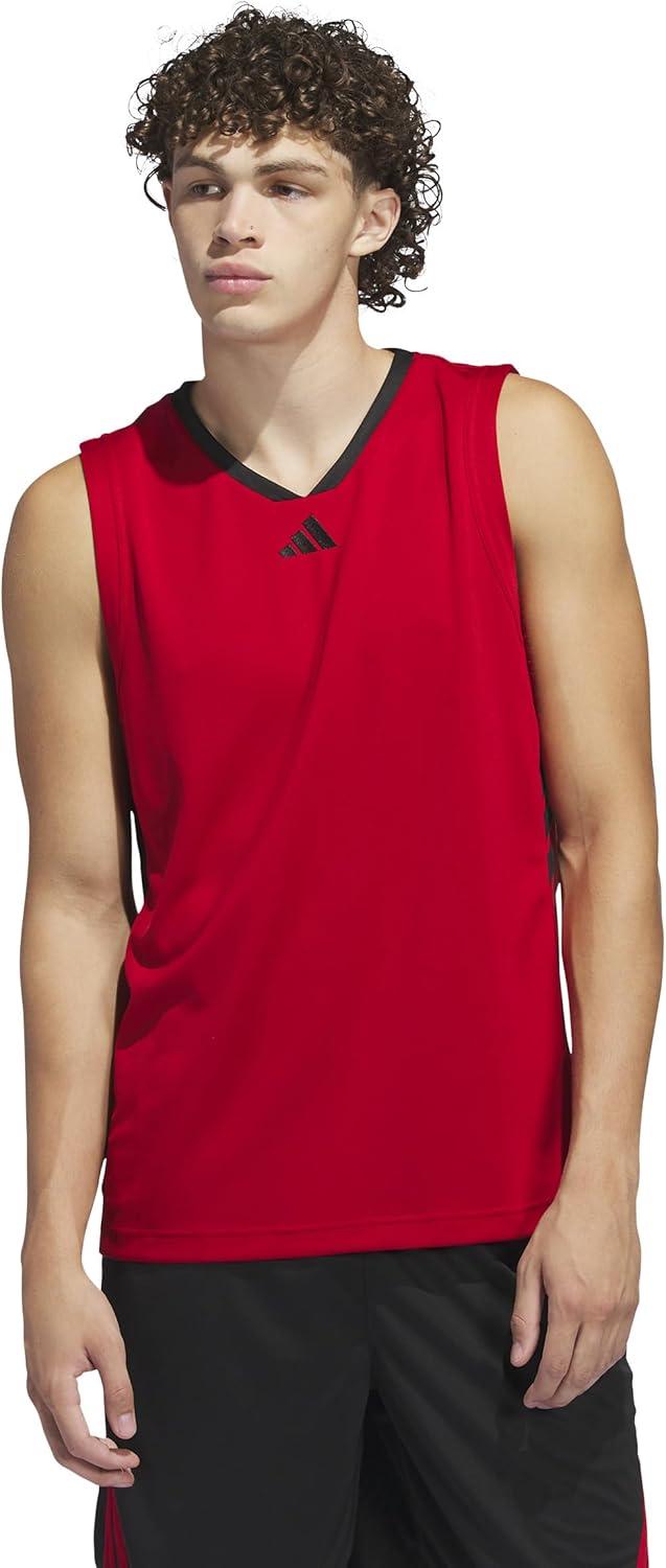 imageadidas Mens Basketball Legends 3Stripes Tank TopTeam Power RedBlack
