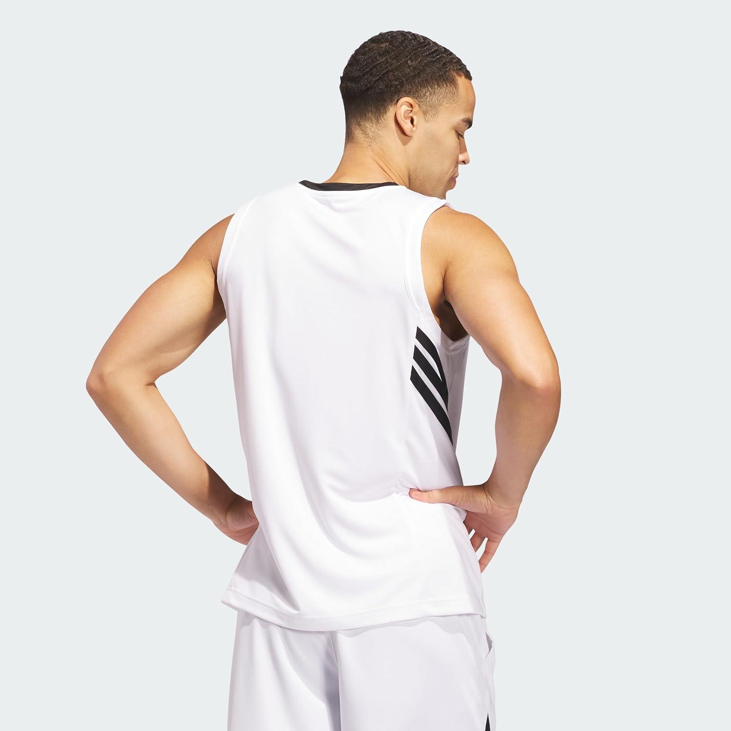 imageadidas Mens Basketball Legends 3Stripes Tank TopWhite Black