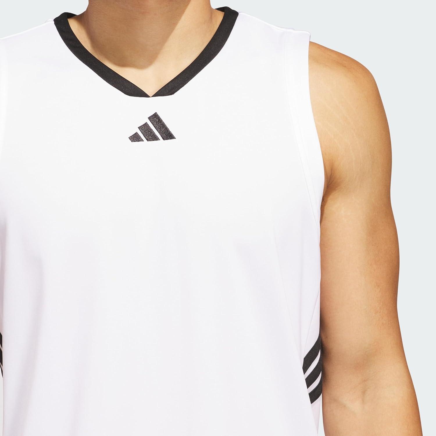 imageadidas Mens Basketball Legends 3Stripes Tank TopWhite Black