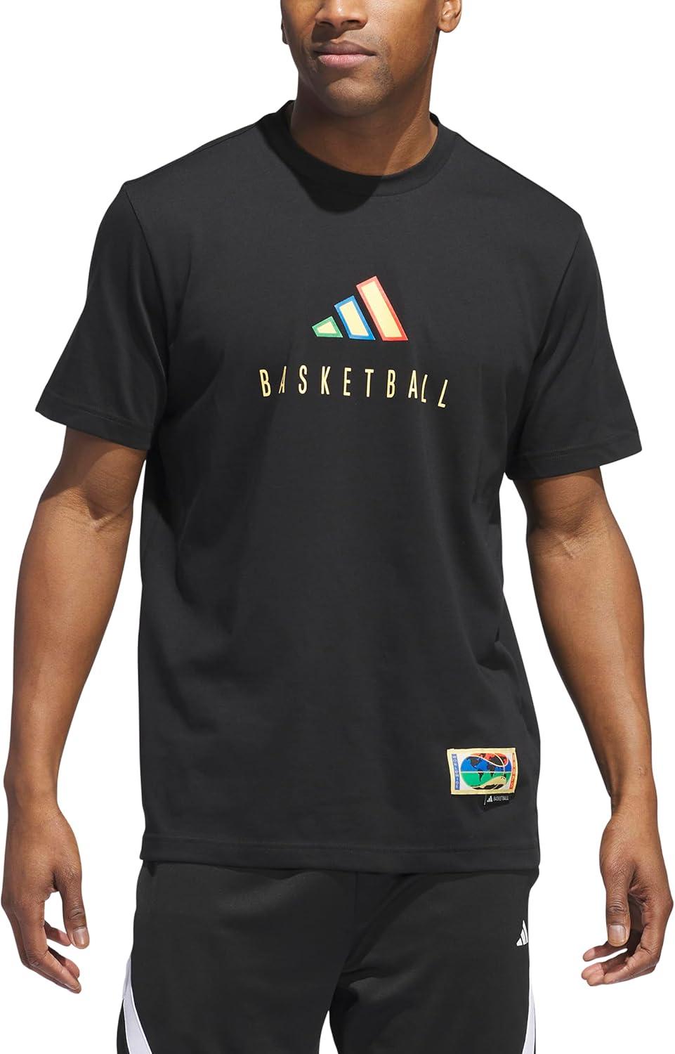 imageadidas Mens Tall Size Worldwide Hoops Logo Graphic Basketball TShirtBlack