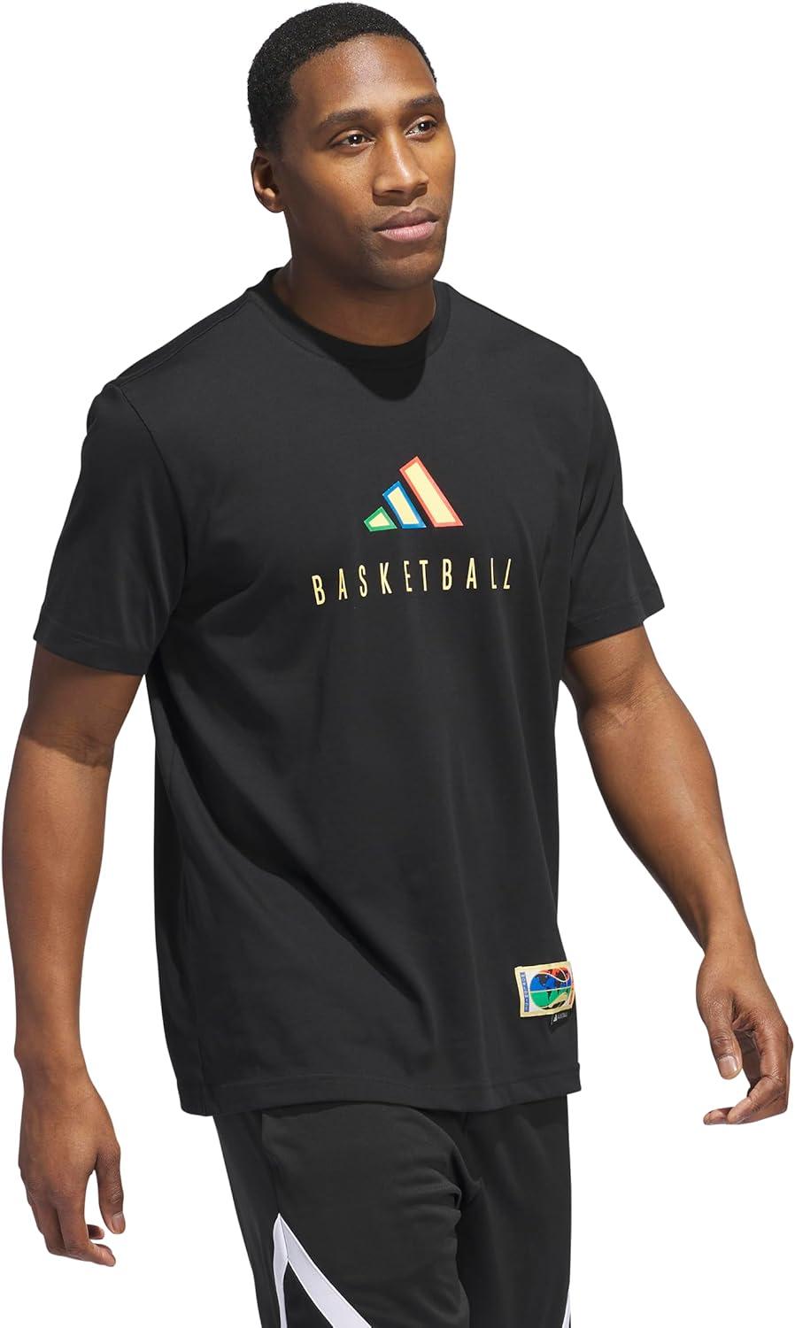 imageadidas Mens Tall Size Worldwide Hoops Logo Graphic Basketball TShirtBlack