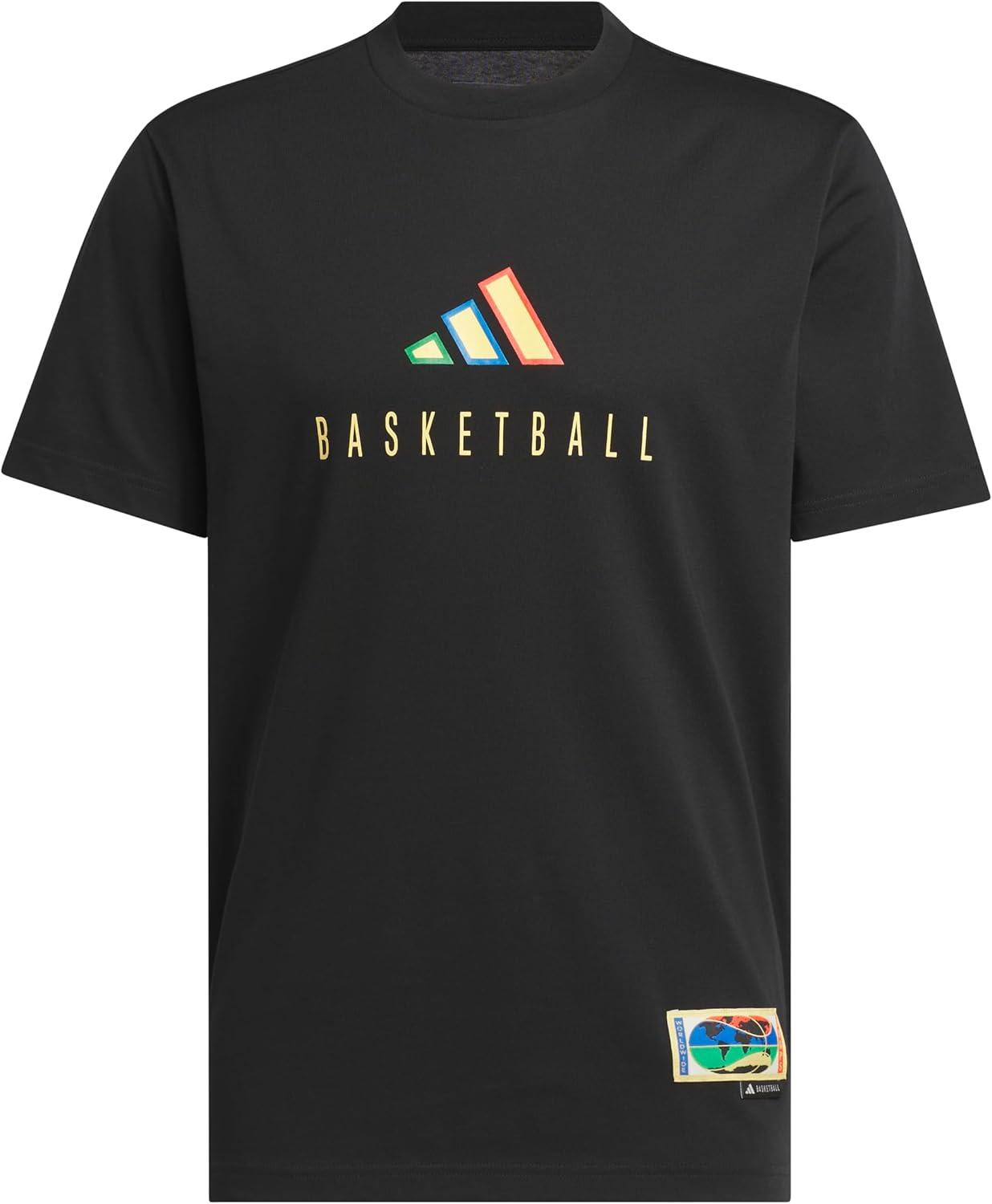 imageadidas Mens Tall Size Worldwide Hoops Logo Graphic Basketball TShirtBlack