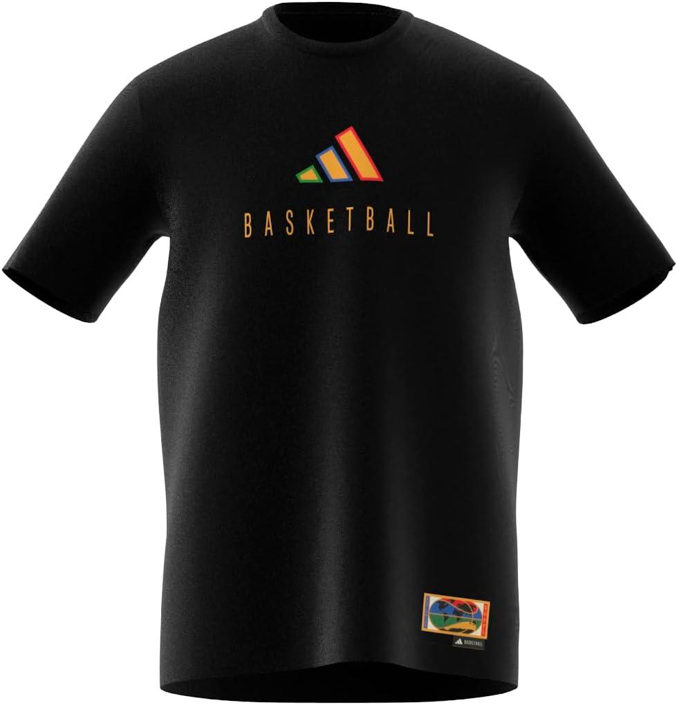 imageadidas Mens Tall Size Worldwide Hoops Logo Graphic Basketball TShirtBlack