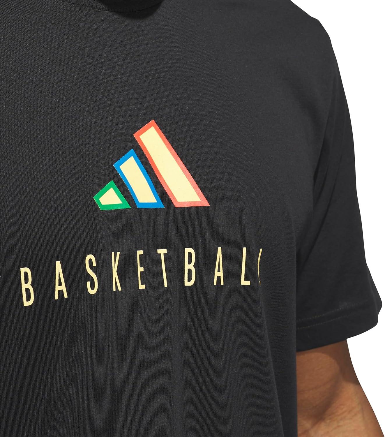 imageadidas Mens Tall Size Worldwide Hoops Logo Graphic Basketball TShirtBlack