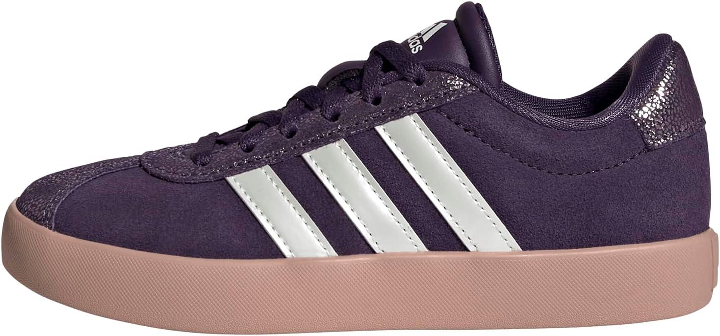 imageadidas UnisexChild Vl Court 30 Hook ampamp LoopAurora PlumZero MetallicPink Gum