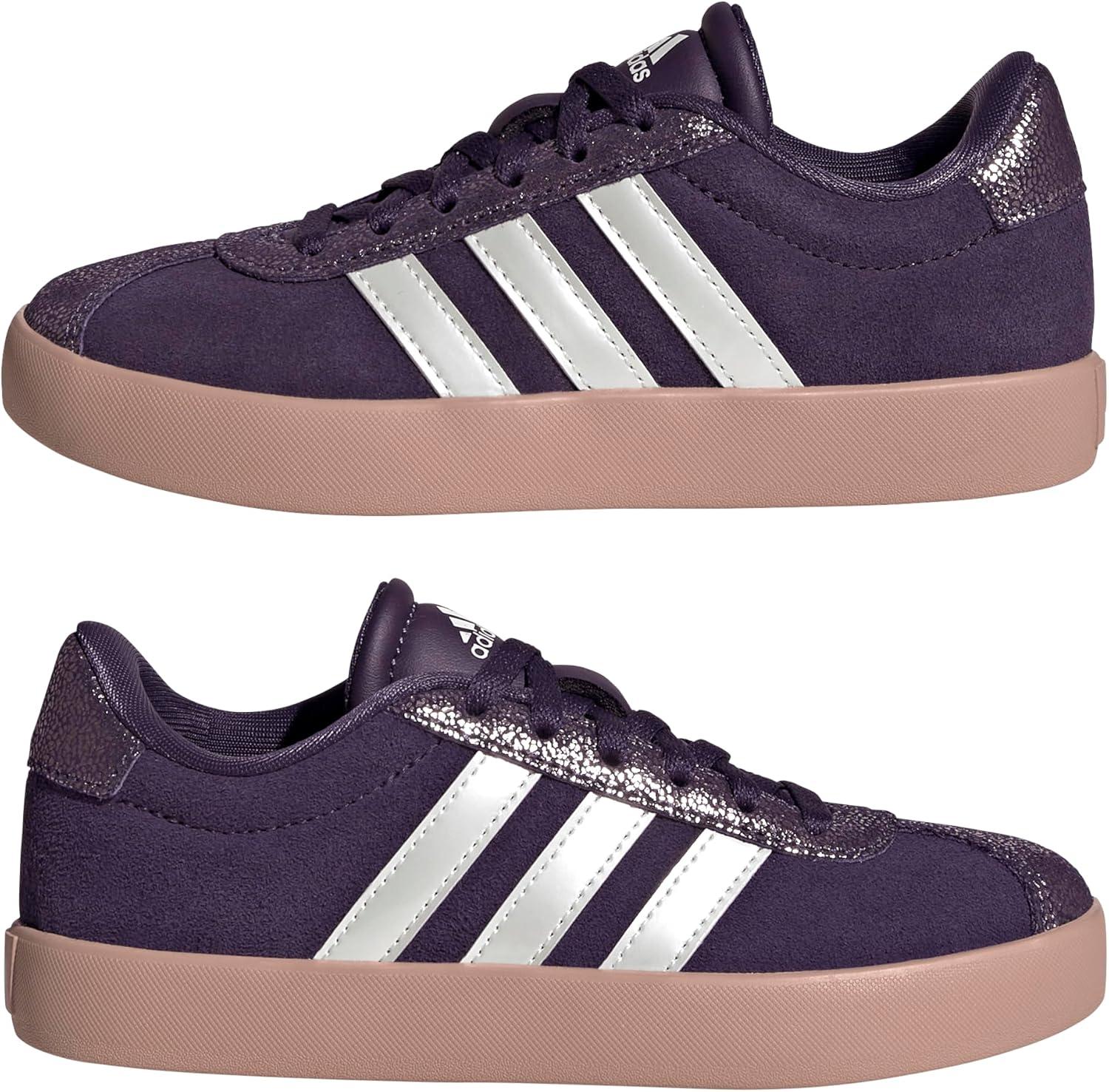imageadidas UnisexChild Vl Court 30 Hook ampamp LoopAurora PlumZero MetallicPink Gum