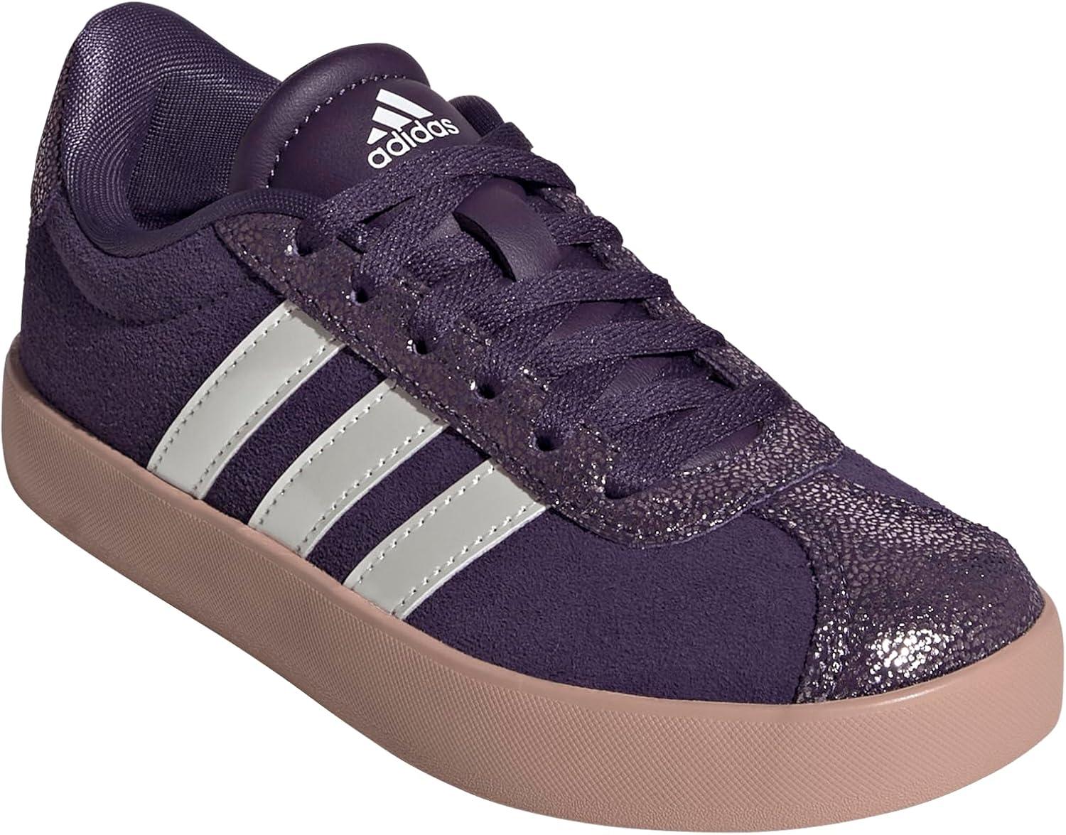 imageadidas UnisexChild Vl Court 30 Hook ampamp LoopAurora PlumZero MetallicPink Gum